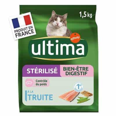 Ultima Croquettes Pour Chat – Appétit Difficile à La Truite – Lot 8 X 1,5 Kg – Digestion Délicate