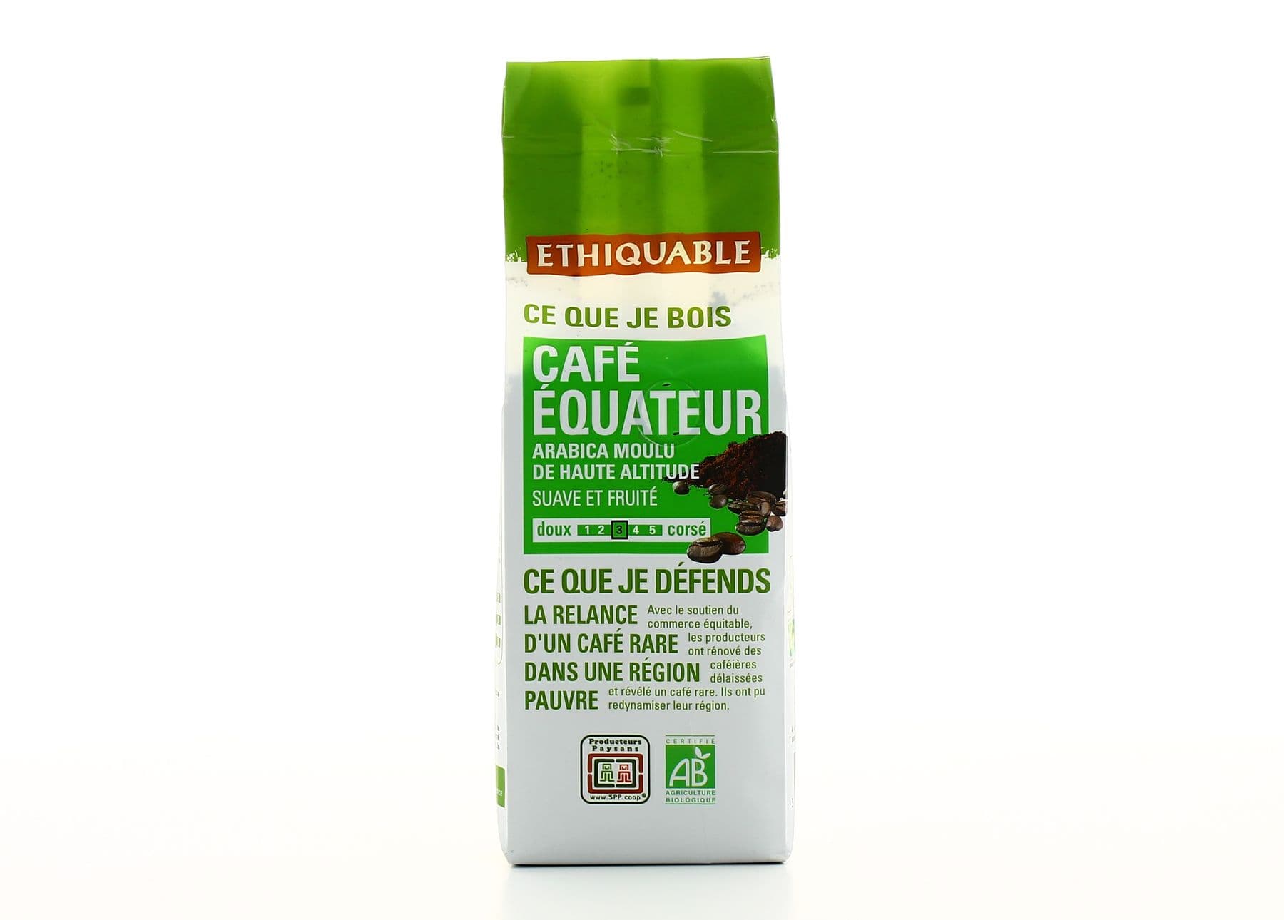 Achat Ethiquable Commerce Equitable Café moulu Arabica Bio d