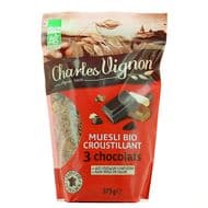 Charles Vignon Muesli Bio croustillant 3 chocolats, 375g
