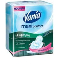 Vania Serviettes hygiénique Maxi confort flux super +, 14 pièces