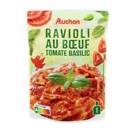 Auchan Ravioli au Boeuf Tomate Basilic Sachet Micro-ondes, 250g