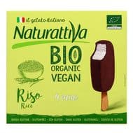 Naturattiva Mini bâtonnets glacés bio au riz enrobé de chocolat, 4 bâtonnets - 200g