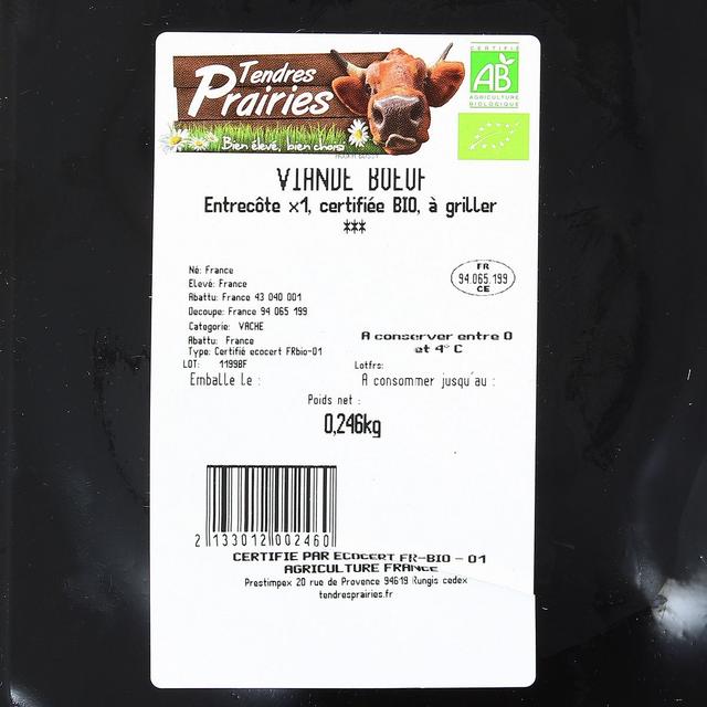 3297579018094 - Aux Tendres Prairies Bio - Entrecôte de boeuf Bio