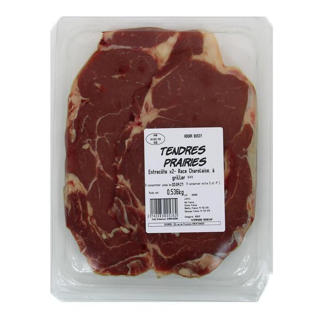 3297579015376 - Aux Tendres Prairies - 2 Entrecôtes de Boeuf de Race Charolaise à griller 2x260g