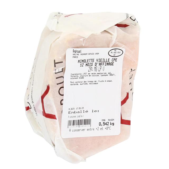  - Androuet, Maître Fromager - Mimolette Vieille 12 mois - Lait de vache pasteurisé