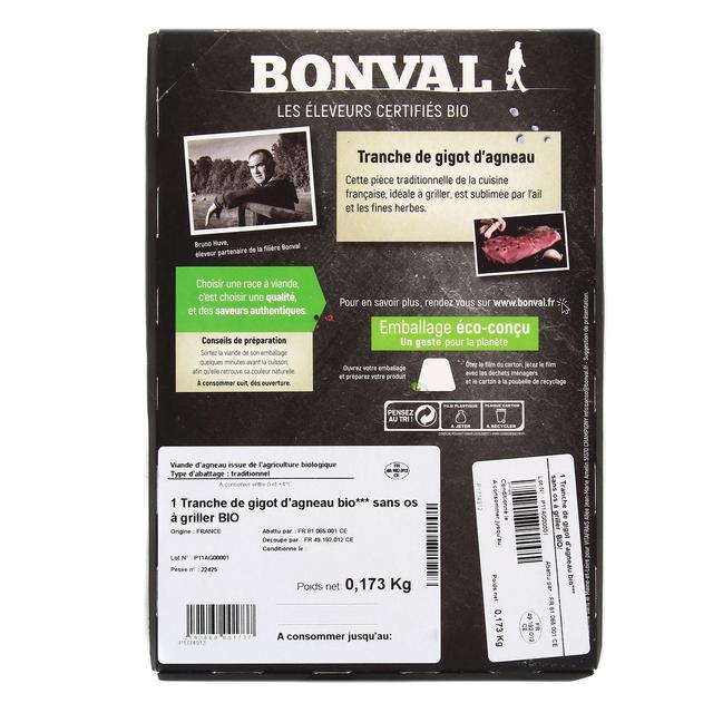  - Bonval - Tranche de Gigot d'Agneau Bio x1