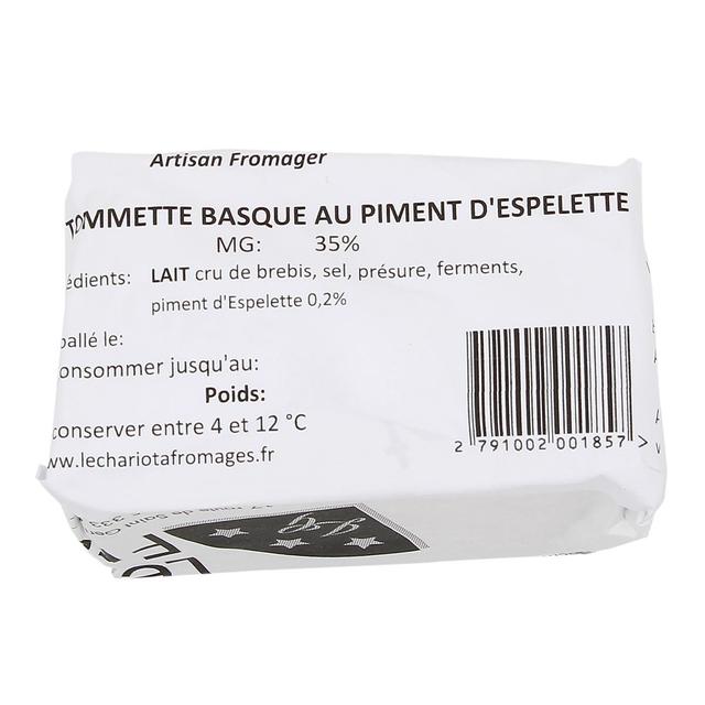 - Le Chariot à fromages, Artisan Fromager - Tommette Artisanale Au Piment D'Espelette - Lait de brebis cru