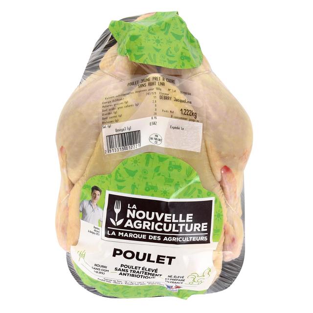 3435660748806 - La Nouvelle Agriculture - Poulet Jaune entier prêt à cuire Bleu Blanc Coeur 