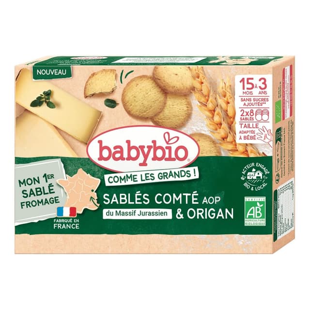 3288131500300 - Babybio - Sablés Comté AOP du Massif Jurassien et Origan pour Bébé dès 15 mois
