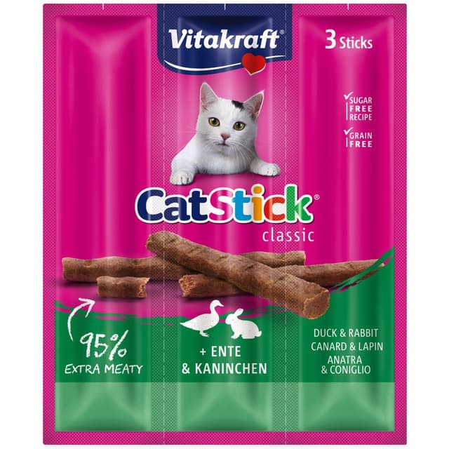 4008239241900 - Vitakraft Catstick - Bâtonnets Canard et Lapin - Friandise pour chat