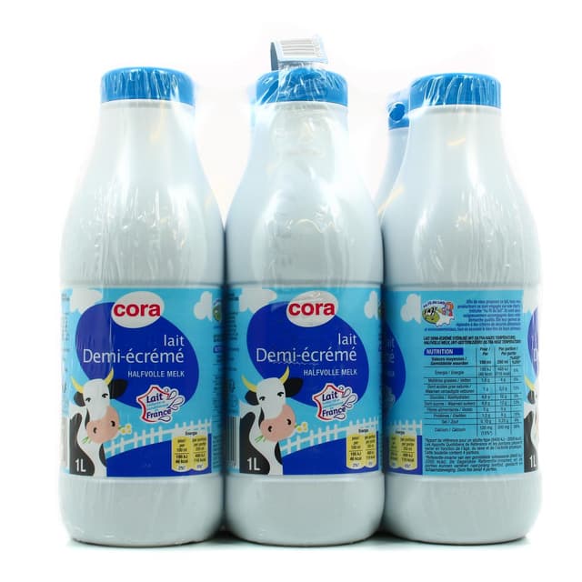 3257980632500 - Cora - Lait 1/2 écrémé UHT