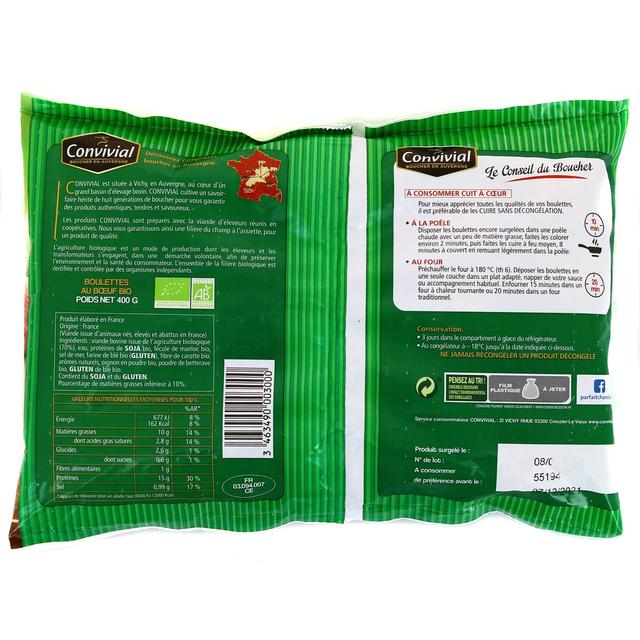 3463490003000 - Convivial - Boulettes au Boeuf Bio 10% MG