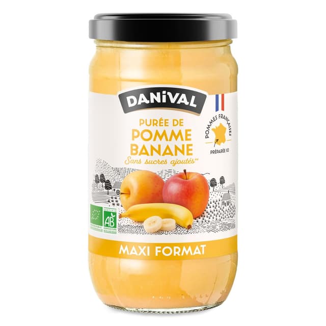 3431590014400 - Danival - Dani'Pom Pomme banane bio, Maxi format, sans sucres ajoutés