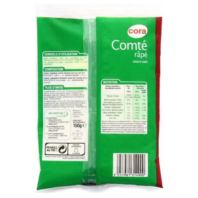 3257981314900 - Cora - Comté rapé AOP