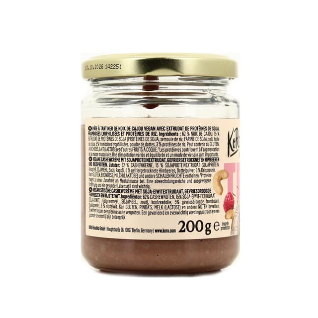 4255582818000 - Koro - Pâte à tartiner protéinée vegan cajou-framboise x Teddy Riner