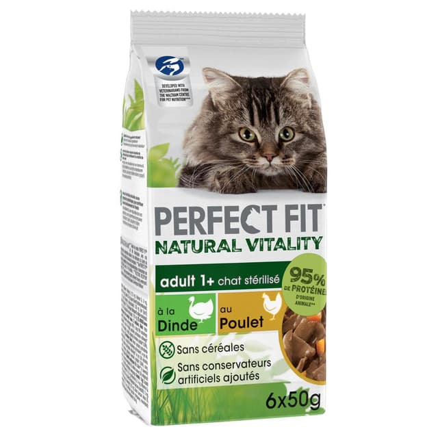 4770608259600 - Perfect Fit - Natural Vitality - Sachets en Sauce Dinde Poulet sans Céréales pour chat adulte stérilisé