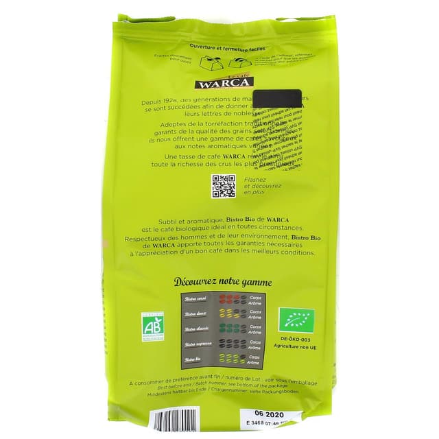 3263292270101 - Warca - Café bistro bio en dosettes souples 