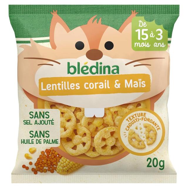 3041092020801 - Blédina - En-Cas Soufflés Lentilles Corail et Maïs Bébé Dès 15 mois