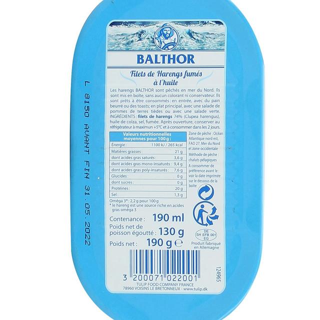 3200071022001 - Balthor - Filets de harengs fumés à l'huile