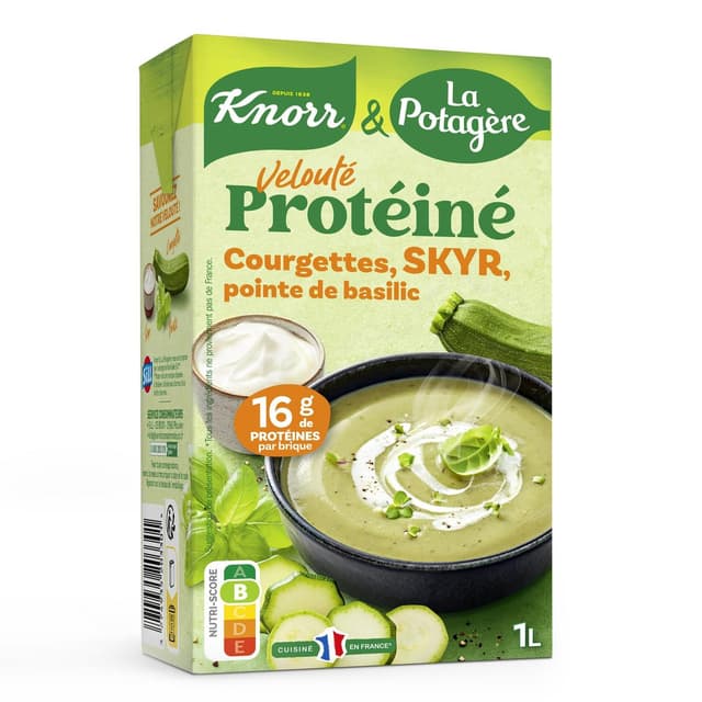3274935203301 - Knorr & La Potagère - Velouté Protéiné Courgettes Skyr et Basilic Soupe liquide en brique familiale