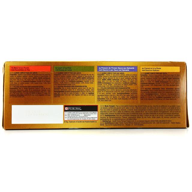 3222270493901 - Purina - Gourmet Gold - Boites Double Délice Bœuf-Poulet, Lapin-Foie, Poisson-Sauce Epinards, Canard-Dinde pour chat