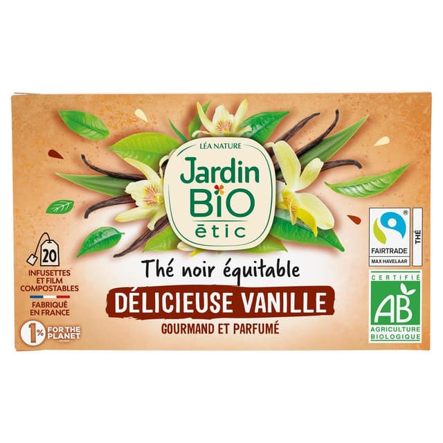 3456300015201 - Jardin Bio Etic - Thé noir délicieuse vanille Gourmand et parfumé bio - 20 sachets