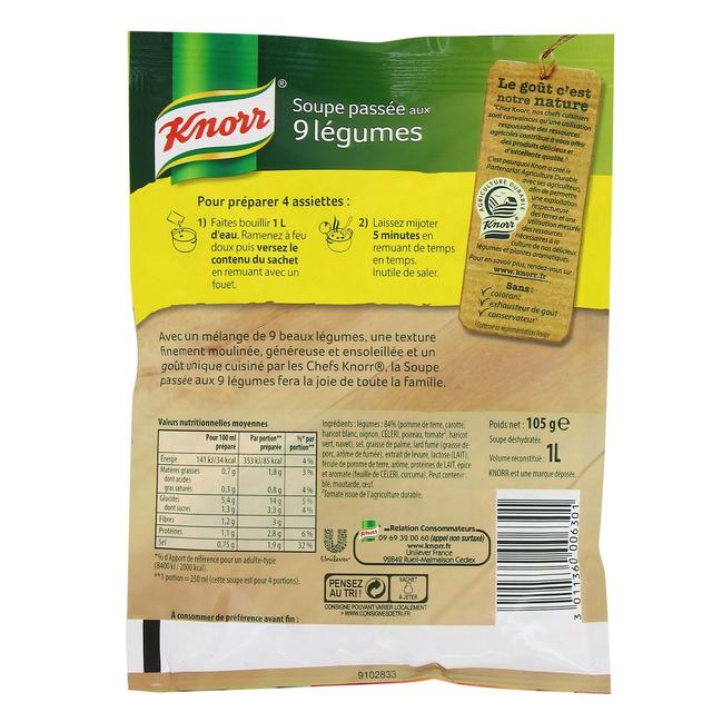3011360006301 - Knorr - Soupe passée aux 9 Légumes déshydratée 