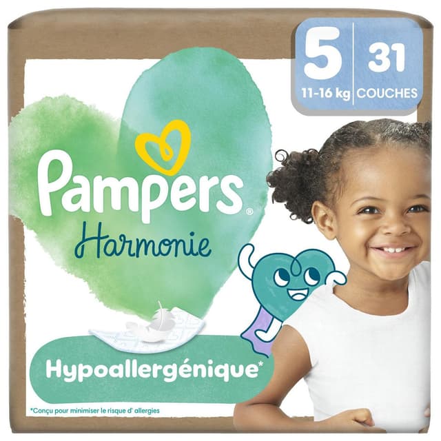 8006530287401 - Pampers - Couches Harmonie Hypoallergénique 11-16 kg - Taille 5