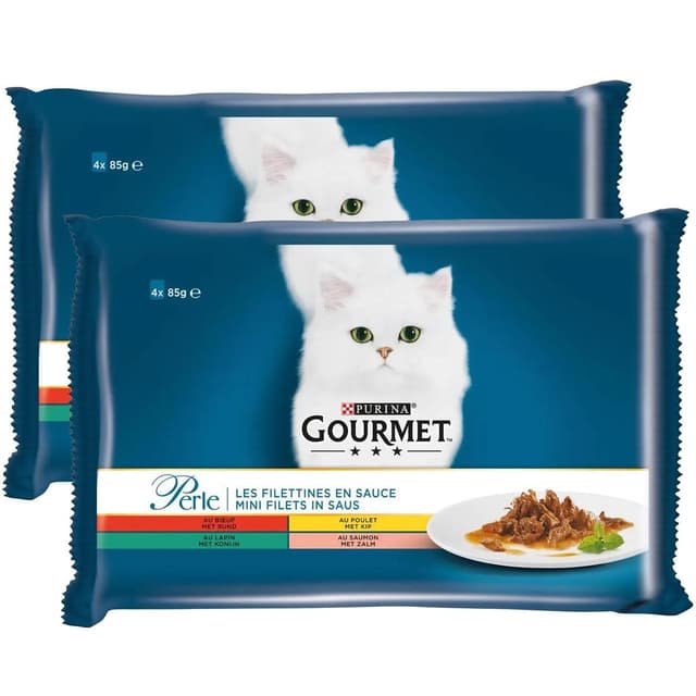 2050000417801 - Purina - Gourmet Perle - Sachets en Sauce Filettines Boeuf, Poulet, Lapin, Saumon pour chat 