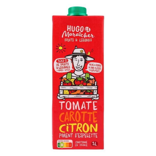 3770004509201 - Hugo Le Maraicher - Jus de Tomate, carotte, pêche, citron et piment d'Espelette