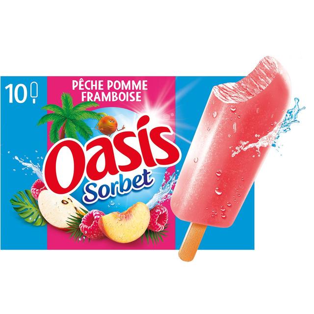 3251510551002 - Oasis Sorbet - Bâtonnets pêche pomme framboise