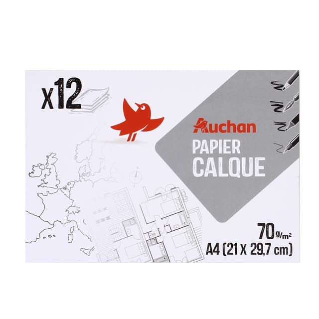 3254564821602 - Auchan - Pochette papier calque A4