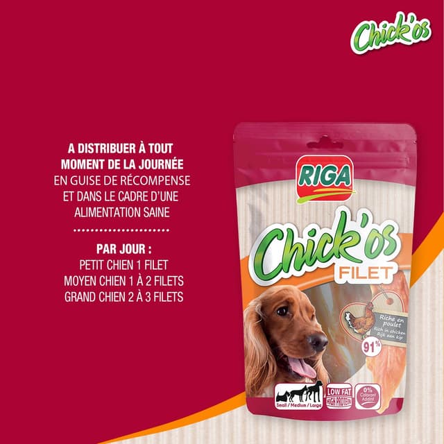 3166780029802 - Riga Chick'Os - Filet de poulet- Friandise Récompense pour chien  