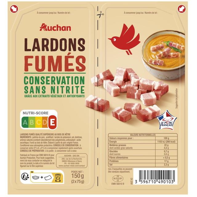 3596710490103 - Auchan - Lardons Fumés Sans Nitrite