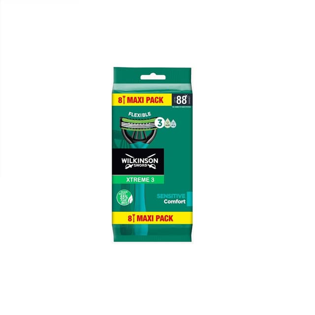 4027800121403 - Wilkinson Xtreme 3 - Rasoir Jetable Pour Homme Peau Sensible 3 Lames Flexibles Xtreme 3