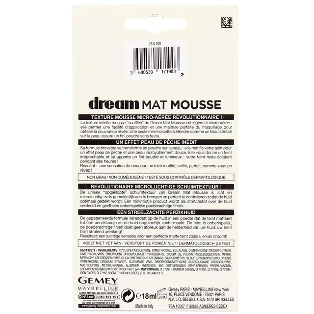 3600530171903 - Gemey Maybelline - Fond de teint Dream Mat Mousse
