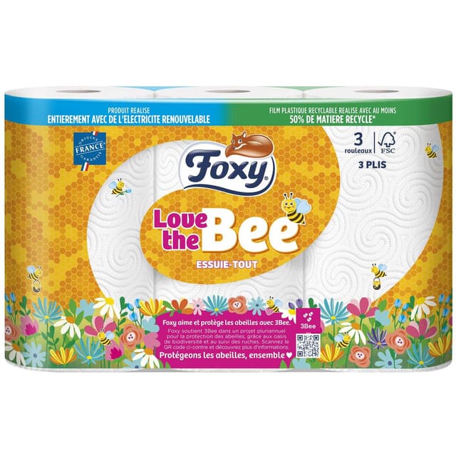 3662138002003 - Foxy - Essuie-tout blanc love the bee