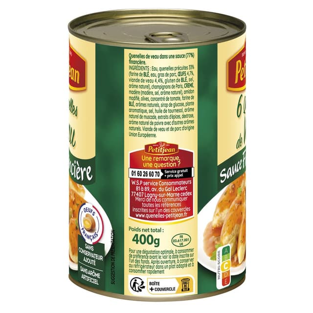 3038353912203 - Petitjean - 6 Quenelles de Veau Sauce Financière 