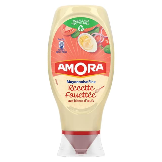 8712566145003 - Amora - Mayonnaise fine recette fouettée en Flacon Souple Squeeze Top Down 