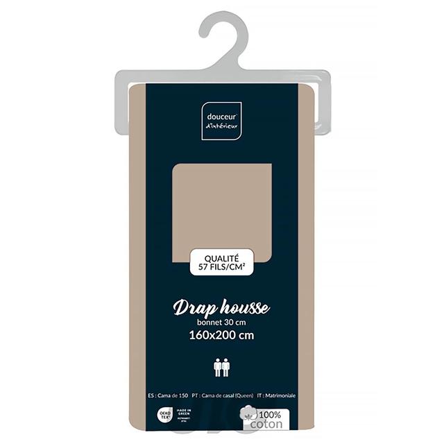 3574386445603 - Douceur D Interieur - Drap housse uni sable