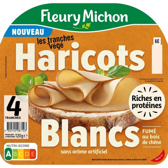 3302740087103 - Fleury Michon - Tranches Végétales Haricots Blancs Fumées