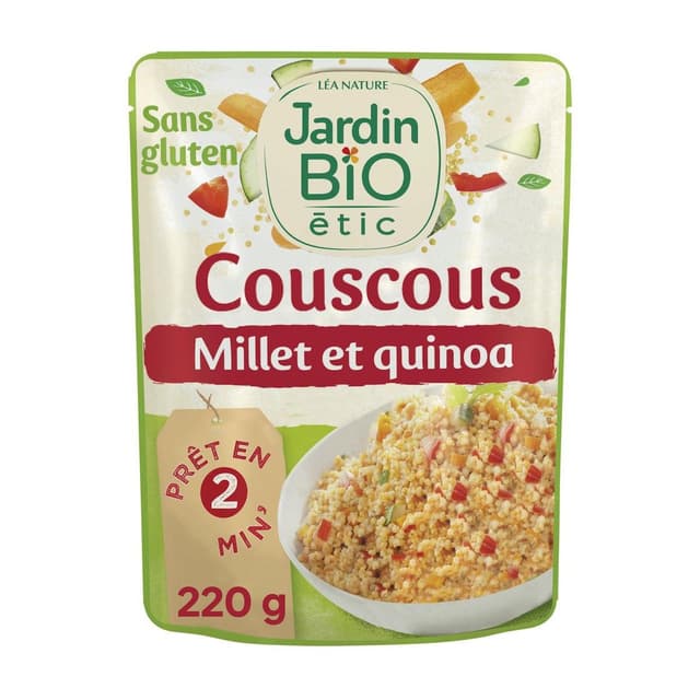 3760020508203 - Jardin Bio Etic - Couscous légumes millet et quinoa bio sans gluten en sachet micro-ondable