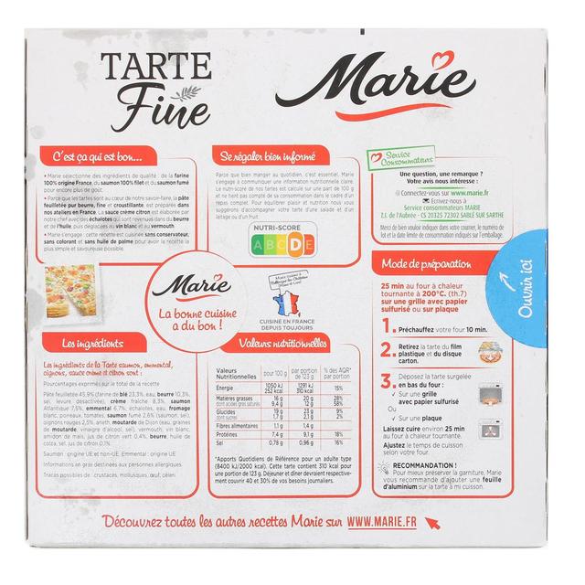 3248830000204 - Marie - Tarte fine Saumon, Emmental, Oignons, Sauce crème et citron