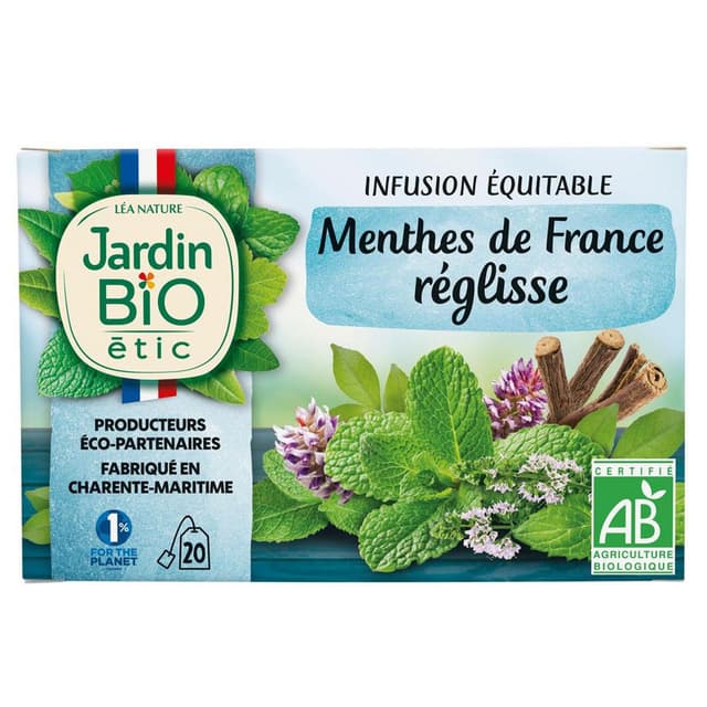 3456300020304 - Jardin Bio Etic - Infusion Menthe et Réglisse - 20 sachets
