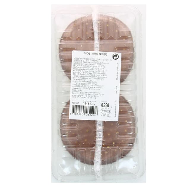 3181580262204 - Qualité Traiteur - 2 Quiches Lorraines Individuelles 2x140g