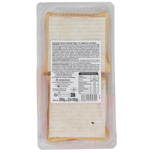 3596710532704 - Auchan - Croque à Poêler Classique Fromage et Jambon