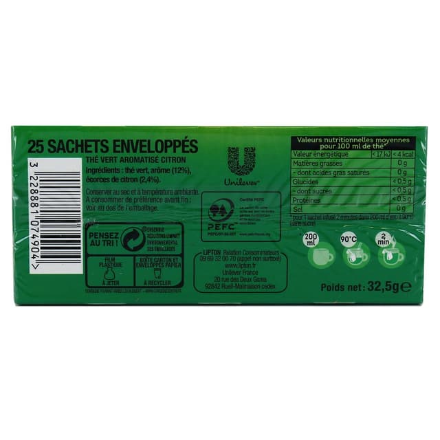 3228881074904 - Lipton - Thé vert touche de citron