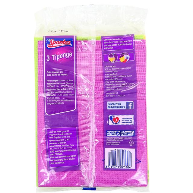 3011261025104 - Spontex - Eponges tissu tiponge extra souple