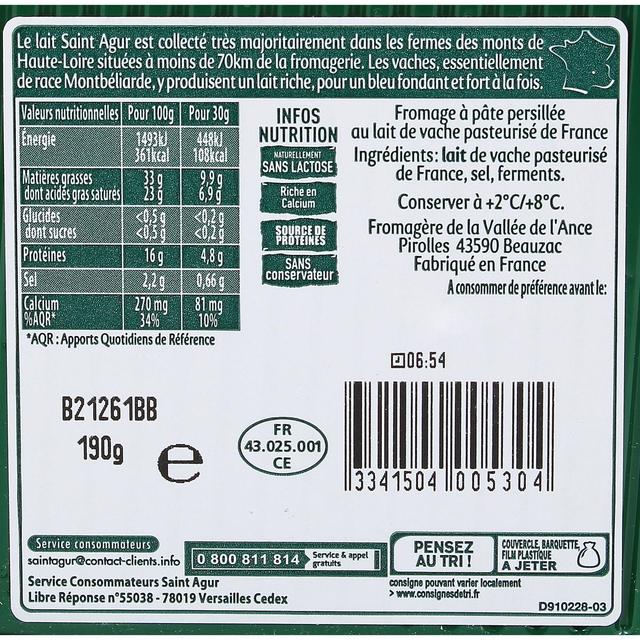 3341504005304 - Saint Agur - Fromage à pâte persillée