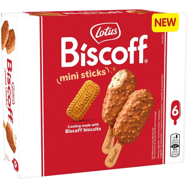 5900130045504 - Lotus Biscoff - Bâtonnets glacés caramel aux éclats de biscuits Biscoff